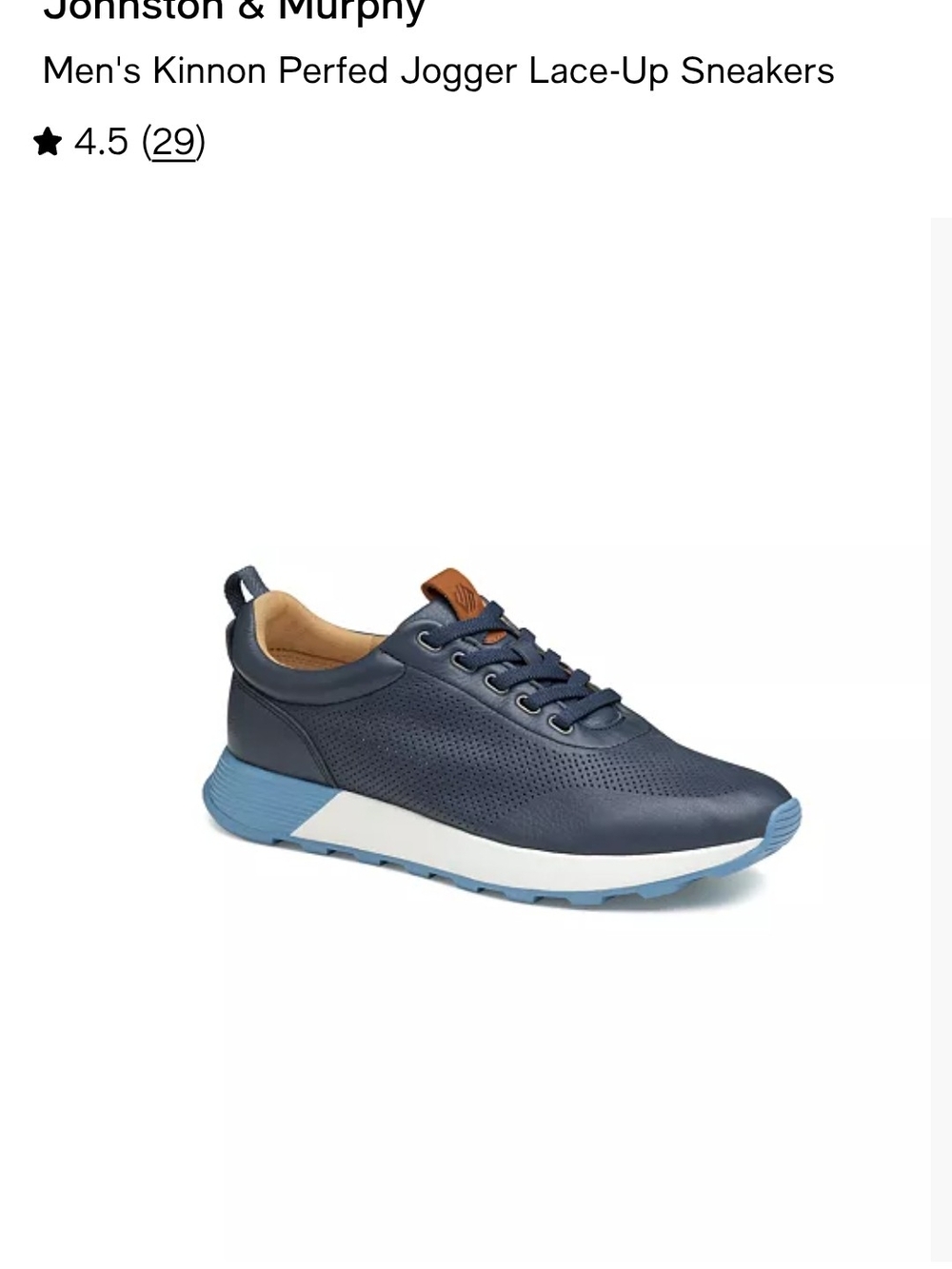 NEW Johnston & Murphy Kinnon Perfed Navy Leather Jogger Sneakers